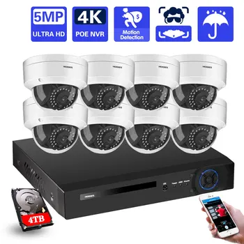 Vandal-proof Dome POE IP Camera kit HD facial 8CH 5MP Wireless NVR Security CCTV System In/Outdoor IP66 Video Surveillance Kit