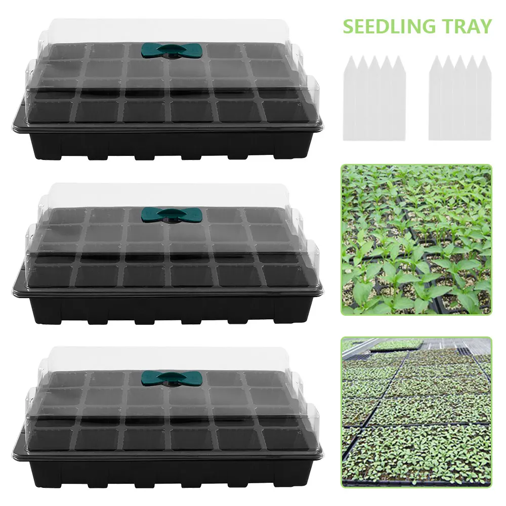 

3pcs 24 Holes Plant Seeds Grow Box Seedling Trays Greenhouse Seeding Garden Seed Nursery Pot Germination Box Seed Starter Trays