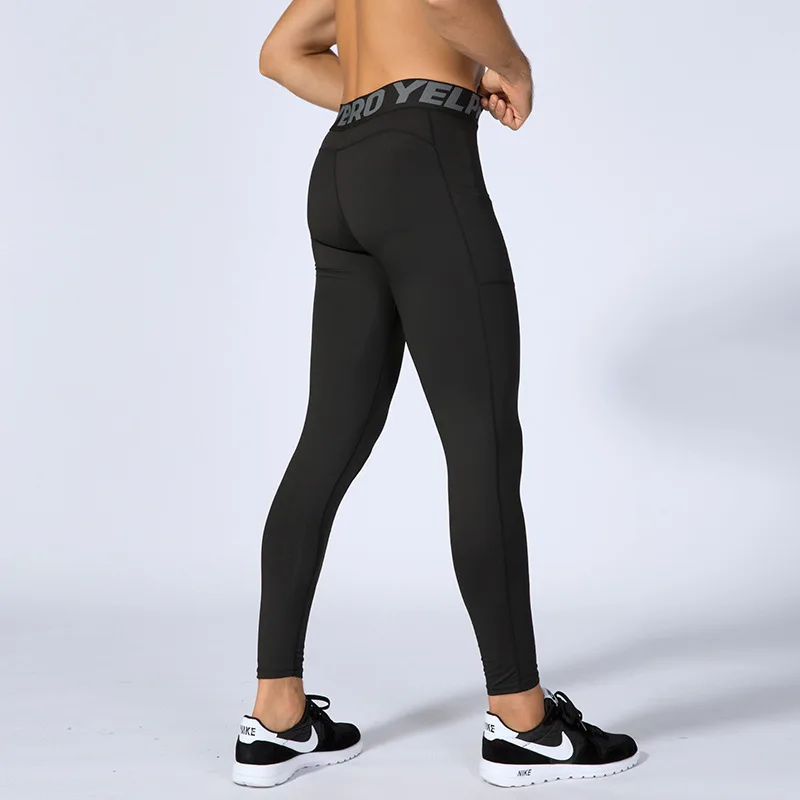 2021 Sport Quick Dry New Model Stretch Compression Pants With Pocket Fitness Gym Leggings Men Running Tights Jogging Trousers