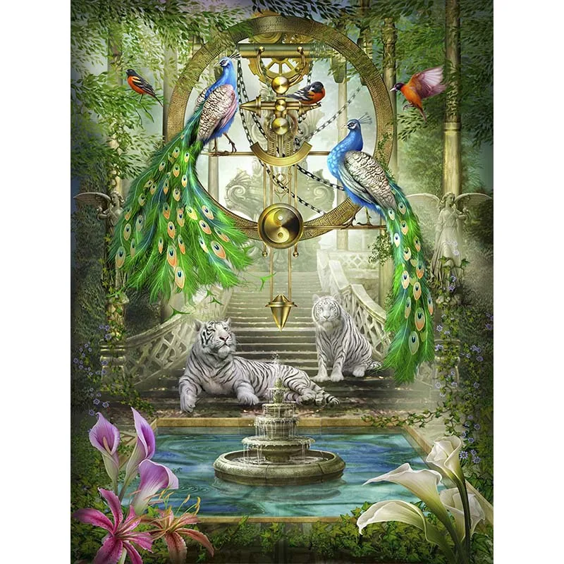 

5D Diamond Embroidery Peacocks Tiger Diamond Painting Pool Fantasy Full drill DIY Picture Handcrafts Crystal Home Decor Gift Z64