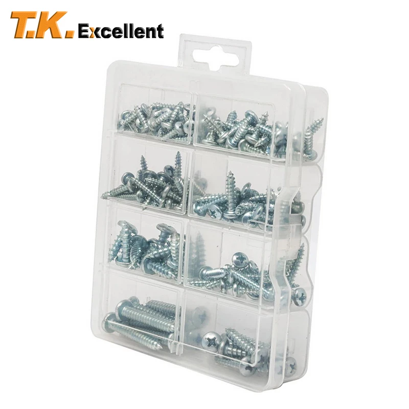 

158 Pcs Pan Head Phillips Self Tapping Screws Sheet Metal Screws Assortment Kit