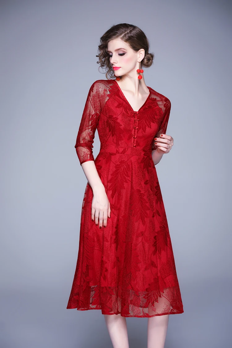 H han queen Новое Осеннее Открытое платье Vestidos элегантное офисное женское платье Сексуальное Тонкое Платье с v-образным вырезом для работы деловые повседневные кружевные платья