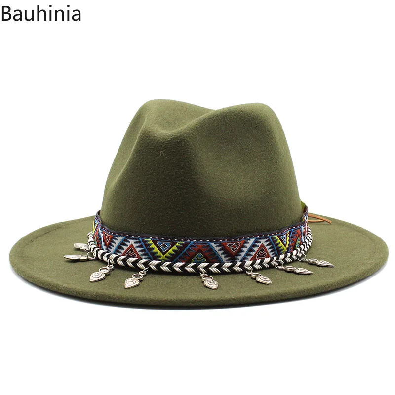 

Шляпа фетровая Женская, осенняя, Классическая, с большими полями, мужская фетровая шляпа, шерстяной джазовый