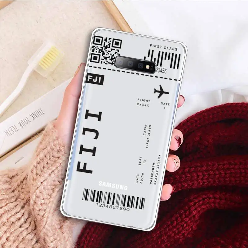 

AIR Tickets Travel Label Country Phone Case Clear Transparent for samsung A 21s 50 71 S 8 9 20 note 10 20 plus ultra
