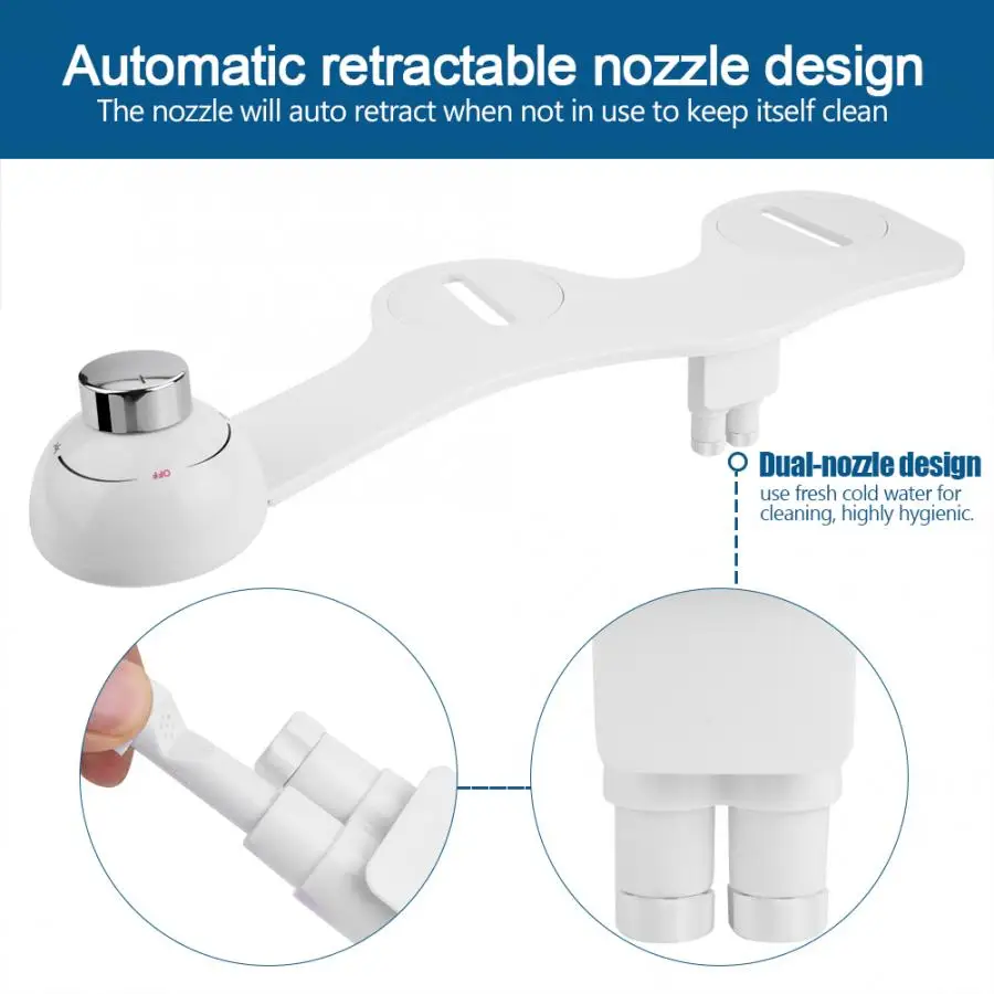 Toilet bidet Cold Water Double-nozzle Hygienic Ultra-thin Bathroom Bidet for private parts and hip cleaning | Обустройство дома