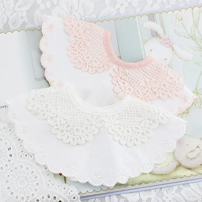 

Baby Bib Lace Floral Decoration Saliva Towel Feeding Bibs Bandana Round Full Circle Soft Blend Cotton Comfortable Portable