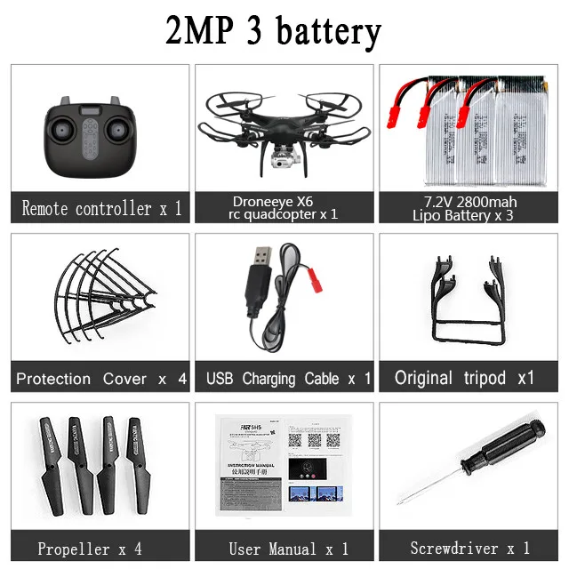 Black 2MP 3Battery Радиоуправляемый Дрон Квадрокоптер с 1080P Wifi FPV Вертолет камеры 20-25 мин Время полета Профессиональный Дрон 720p Квадрокоптер Дрон - Цвет: Black 2MP 3Battery