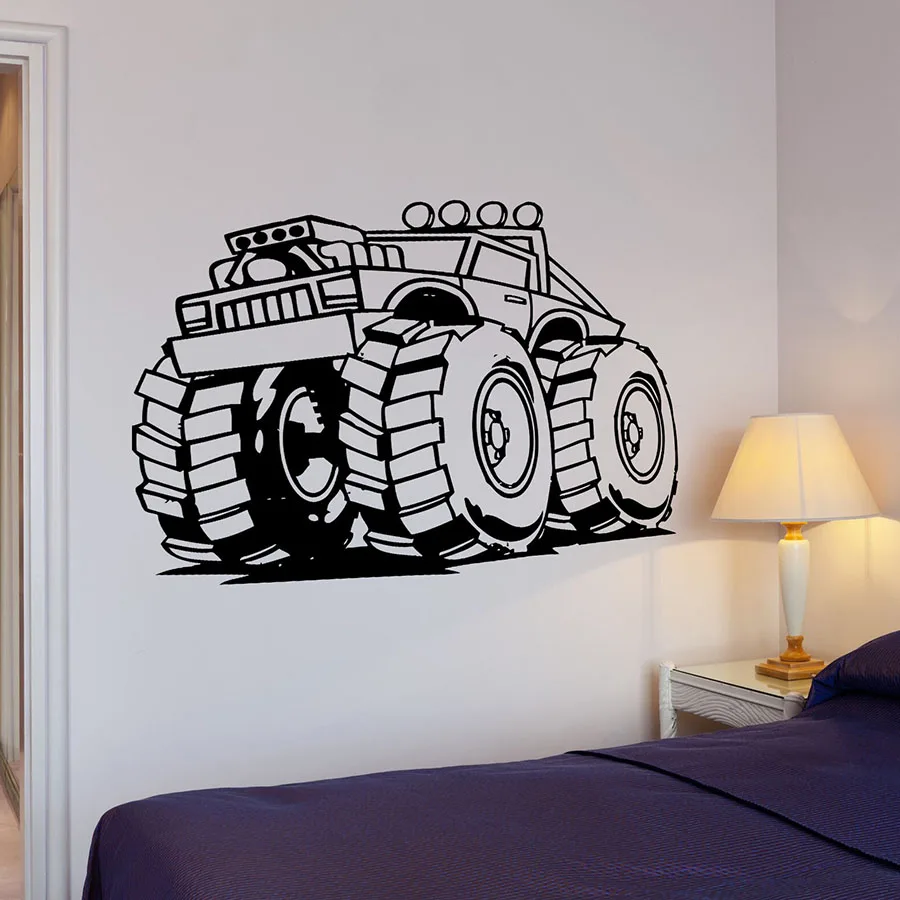 

Car Wall Decal Big Machine Wheels SUV Power Cool Style Home Decor for Living Room Garage Man Cave Art Mural Vinyl Stickers M567