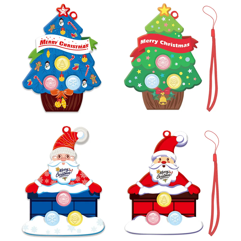 

Silicone Christmas Push Bubble Board Keychain Sensory Toy for Child Adult Stress Reliever Squeeze Board Simple Dimple FidgetGame