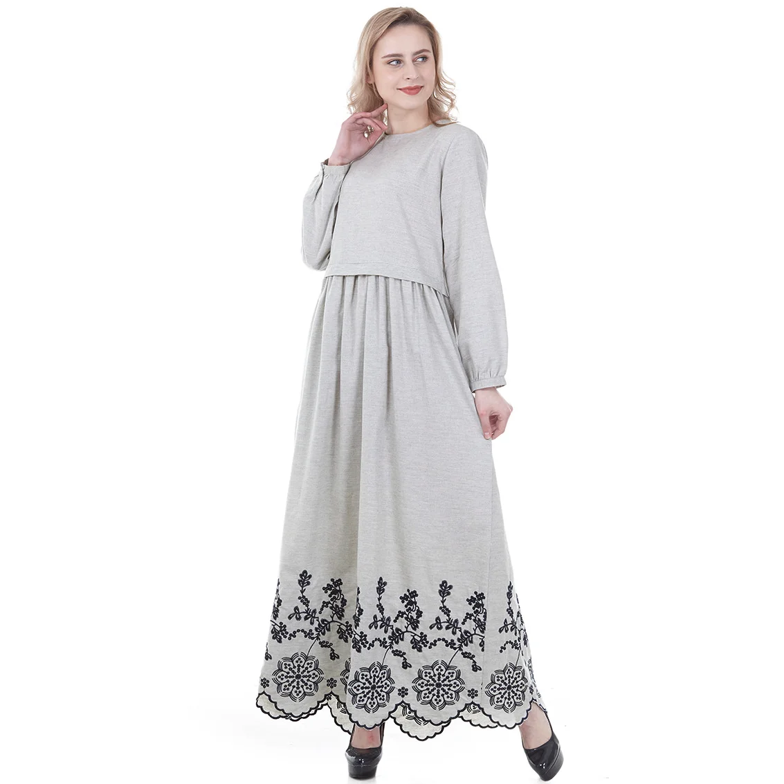 Новинка 2021, женское платье с вышивкой в мусульманском стиле, подходит ко всему для женщин на Ближнем Востоке и Юго-Восточной Азии