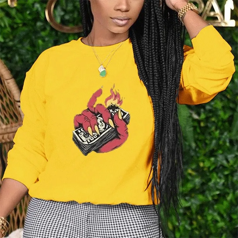 

Желтый с принтом в винтажном стиле, толстовка с круглым вырезом на шее для женщин новые женские летние туфли на Размеры в африканском стиле, ...