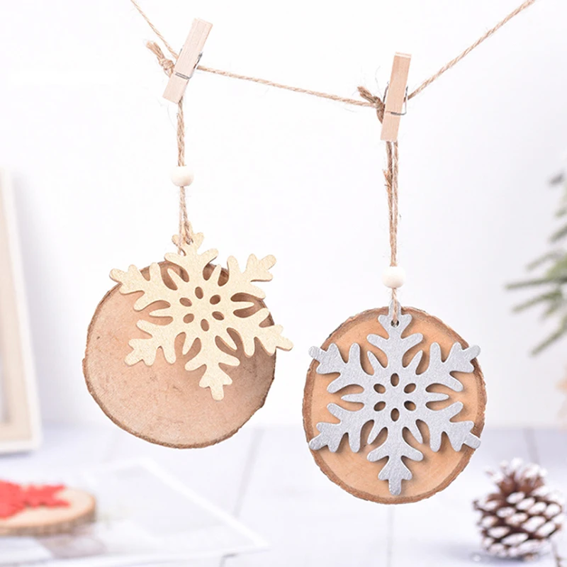

1pcs Christmas Snowflake Decorations Christmas Tree Wood Pendants Ornament DIY Home Decor Party Decoration Kids Gift New