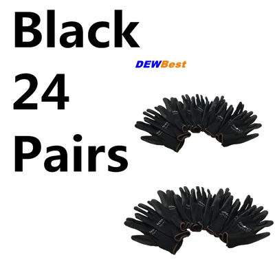 BLACK GLOVES 24 12 пар, рабочие перчатки из искусственной кожи, защитные перчатки, защитные перчатки, светильник, серый спандекс - Цвет: BLACK GLOVES 24
