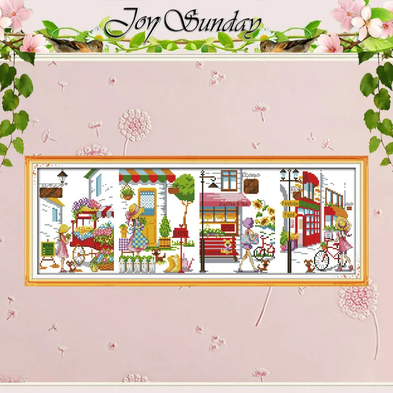 

Romantic street Patterns Counted Cross Stitch DIY 11CT 14CT Cross Stitch Set Wholesale Cross-stitch Kits Embroidery Needlework