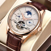 lige automatic tourbillon mechanical watch top brand luxury mens watches fashion clock leather 50m waterproof wristwatch for men