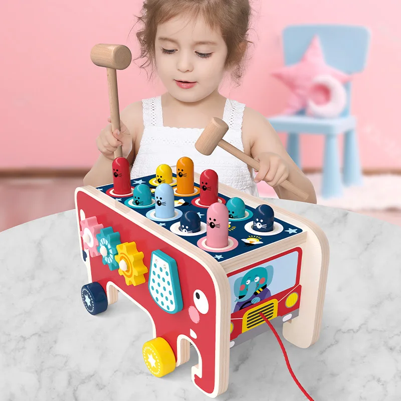 Детский деревянный хомяк Монтессори Whac-a-родинка игрушки для игр со звуком