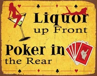 liquor up front poker in the rear bars pubs funny large metal tin sign farmhouse decor wall decoration
