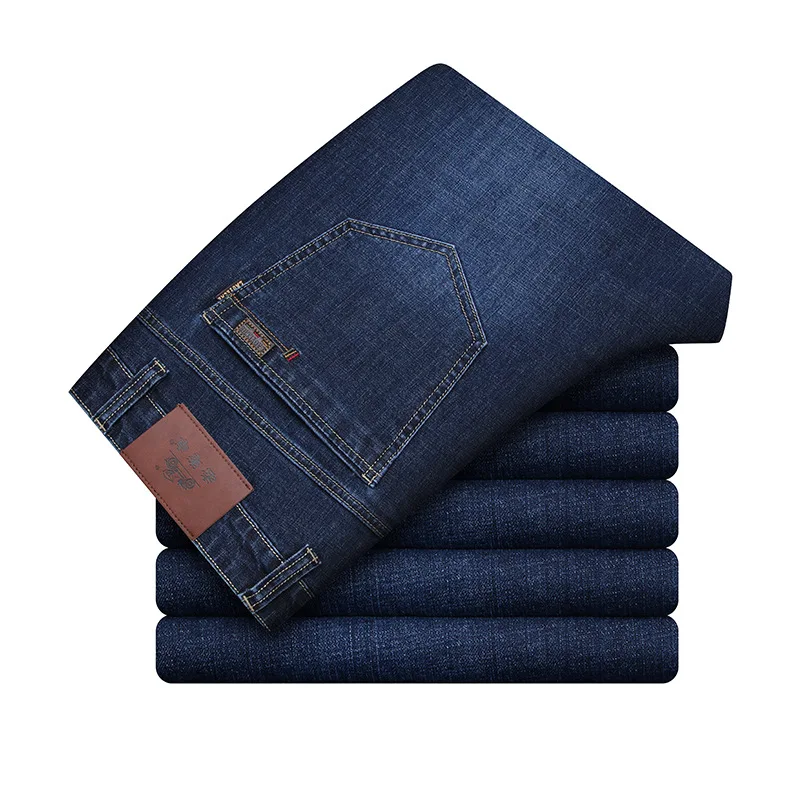 

Luren Counter Genuine Autumn Men's Jeans Loose Straight Spring and Autumn Thick Stretch Slim Fit Business Jeans