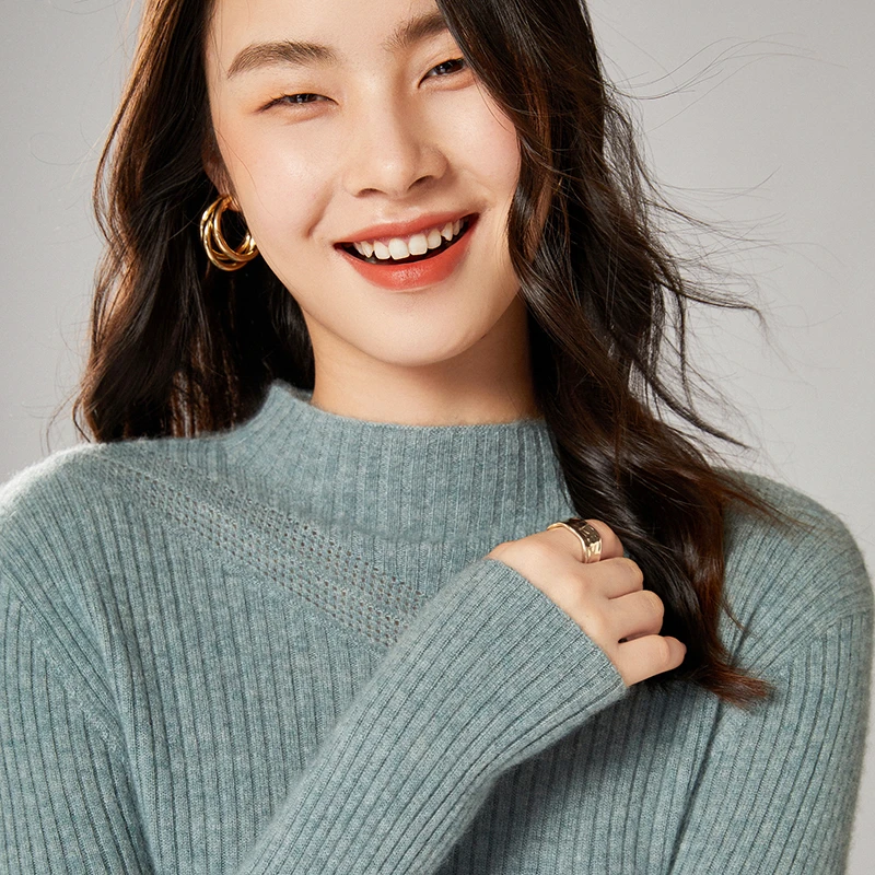 

2021 Winter High Quality 100% Wool Sweater Women Knitted Ribbed Pullover Female O-Neck Soft Warm Slim Jumper Pull Femme