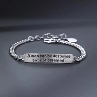 inspirational quotes engraved charms bracelets for men women stainless steel chain designer kpop bracelet