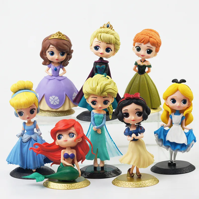 

Disney Anime Princess Model Q Posket Cake Baking Decoration Sweet Dolls Ornaments Girls Birthday Gifts Model Finished Product