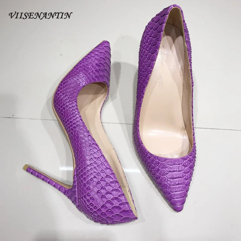 

Туфли женские на высоком каблуке, заостренный носок, искусственная змея, ночной клуб, Индивидуальная модель, большой размер