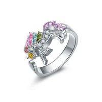 cute unicorn ring fashion cartoon horse jewelry accessories for girls children kids women party animal jewelry