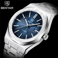 benyar 2021 new fashion mens quartz table luxury stainless steel waterproof mens sports watch mens clock relogio masculino