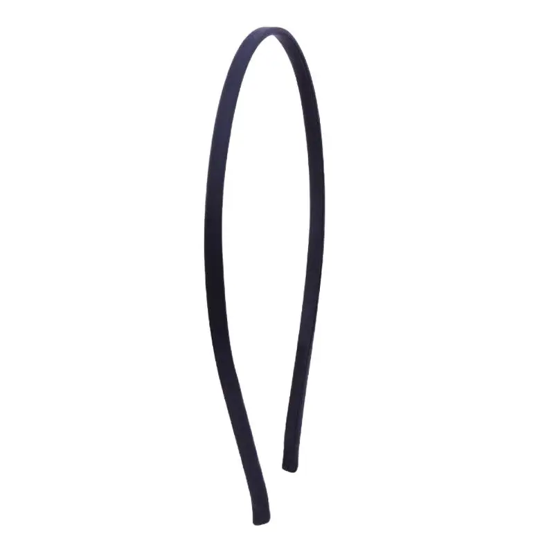 Повязка для волос атласная девочек черная широкая металлическая жесткая лента