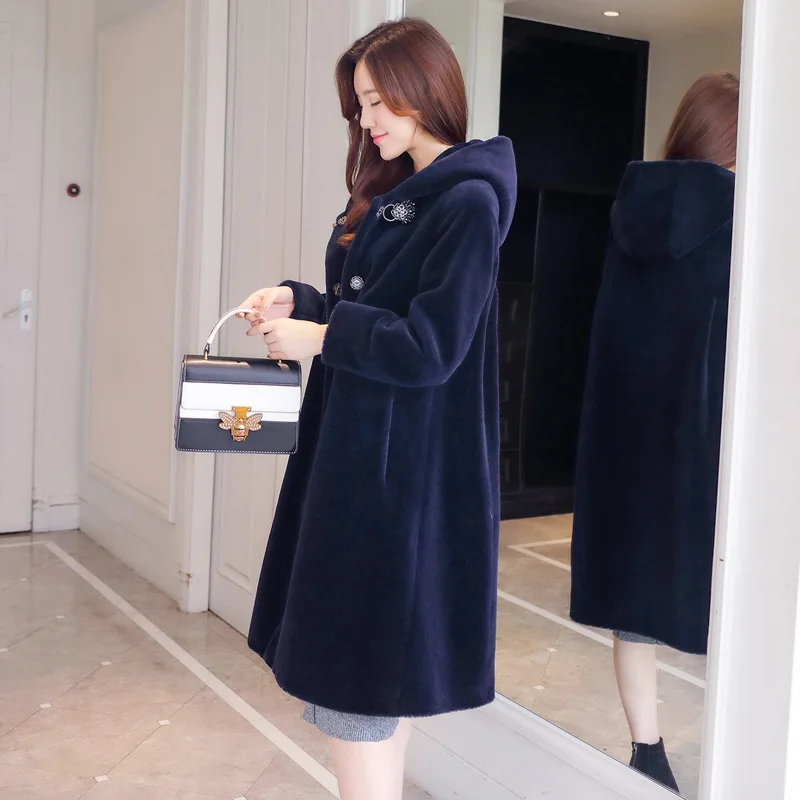 2019 осенне зимние популярные модели Женская мода темперамент Кожа трава овечья