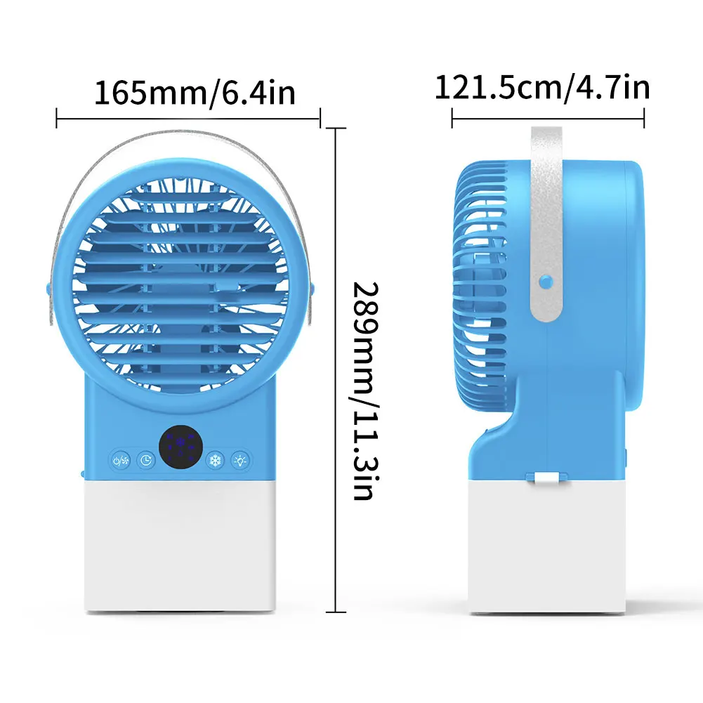 

Summer Portable Desk Air Conditioner Fan LED Light 3 Speed Adjustable Fans Mini Personal Air Humidifier Fan For Office Bedroom