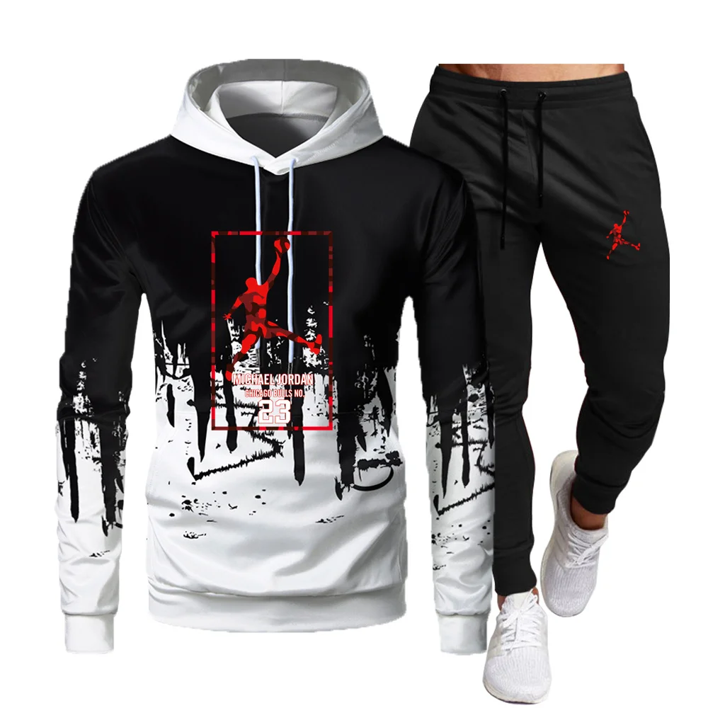 

Men's Suit 2021 New Hot Sale Men's Sports Hoodie + Pants 2-piece Set Men's Fashion Brand Suit Hoodie Sportswear Tracksuit