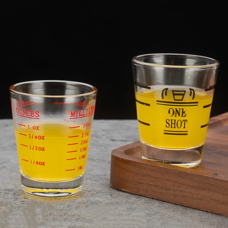 1шт 30/60мл Маленькое термостойкое стеклянное эспрессо с подсчетом кофейной кружки, утолщенный шкалой измерительный стаканчик, инструменты для выпечки.