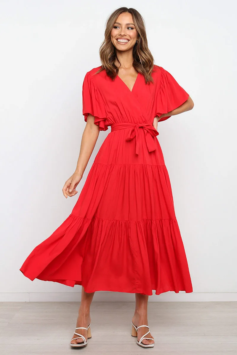 

Spring and summer women's short-sleeved dress, long skirt and big skirt