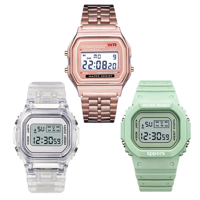

Luxury Digital Women's Watches Fashion Stainless Steel Link Bracelet Wristwatch Strap Business Electronic Men Clock Reloj Mujer