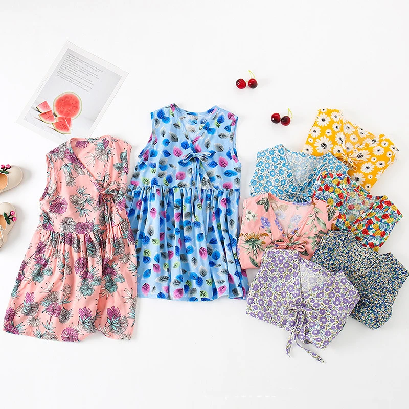 

2021 New Cotton Summer Printing Dresses for Girls Baby Clothing Sleeveless Floral Skirt Clothing Dresses Children Form 2to11Y