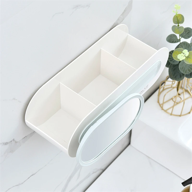 Полка для ванной туалетный столик стеллаж хранения с зеркалом Настенный Чехол