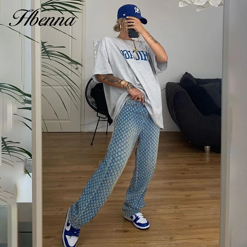 

Брюки женские джинсовые прямые с высокой талией, на осень