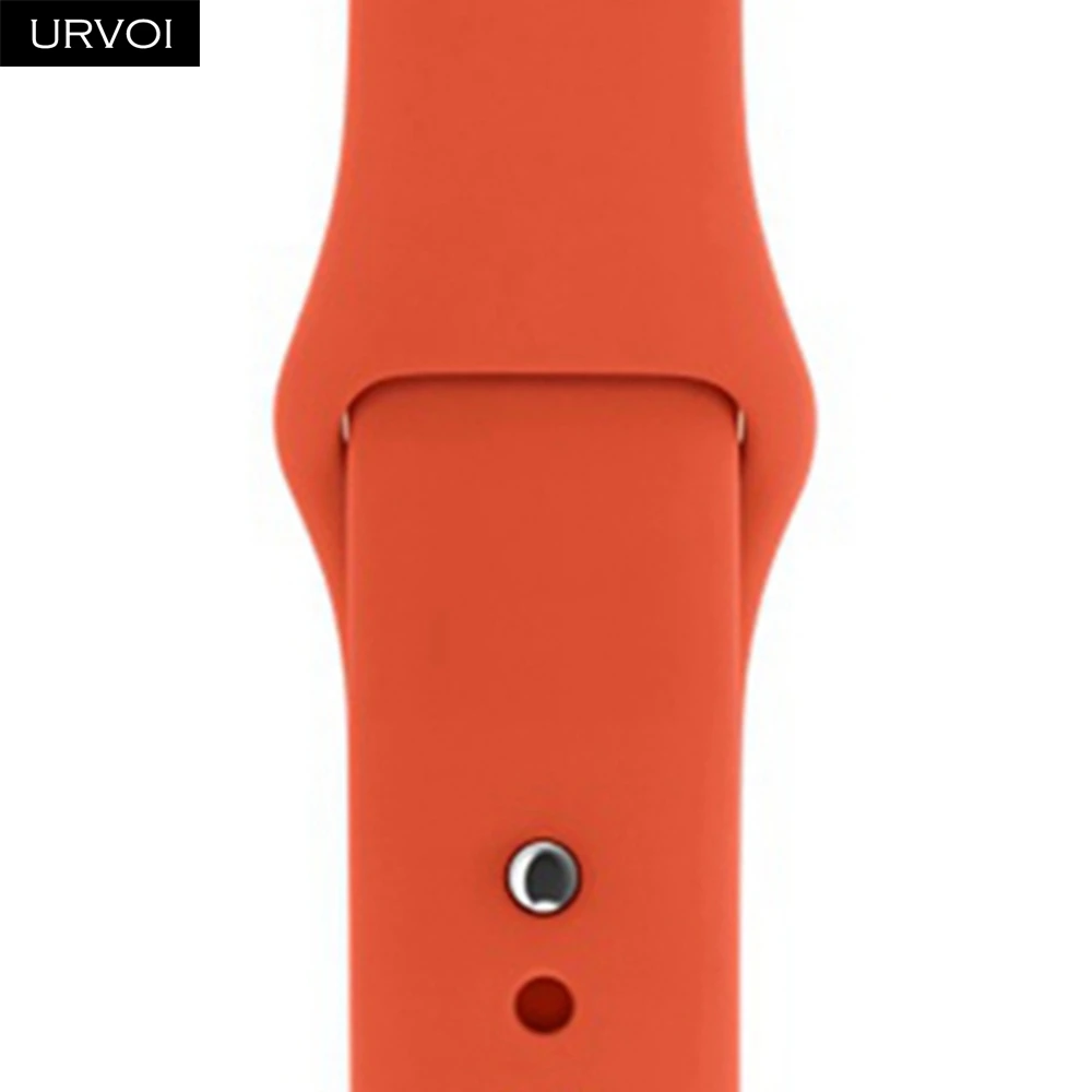Orange Спортивный ремешок URVOI для apple watch 5, 4, 3, 2, 1, силиконовый ремешок для iWatch 40 мм, 44 мм, застежка на булавке и застежке, новинка, сосновый зеленый - Цвет ремешка: Orange