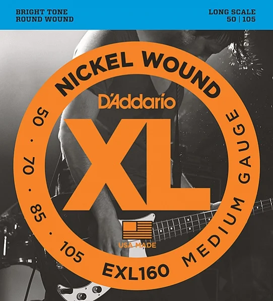 EXL160 XL NICKEL WOUND Струны для бас-гитары Long Medium 50-105 D`Addario | Спорт и развлечения