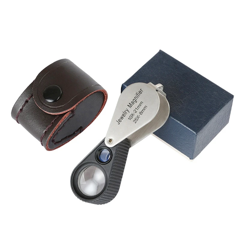 

Jeweler Magnifier 10X And 25X Magnification Jewelers Loupes Portable Foldable For Inspecting Diamonds Gemstones Watches