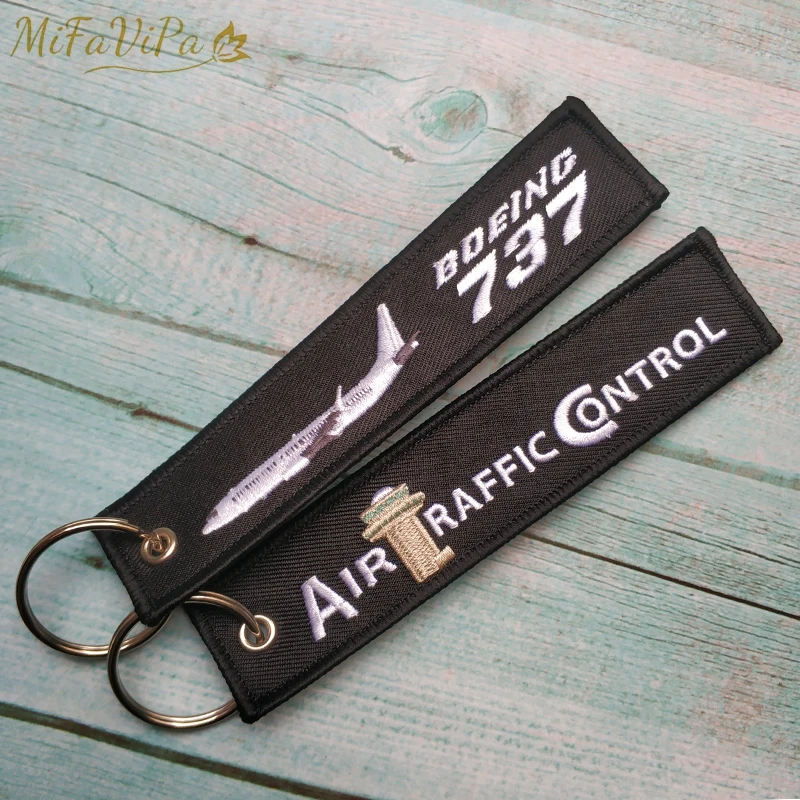 

MiFaViPa 30 PCS Air Traffic Controller Keychains Wholesale Aviation Gift Llavero Boeing 747 Embroidery Key Rings Porte Clef