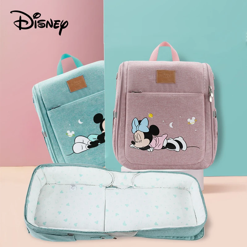 Disney Large Capacity Diaper Bag Backpack Multifunctional Baby Bed Bags Give Mosquito Net Maternity Nursing Handbag Stroller Bag