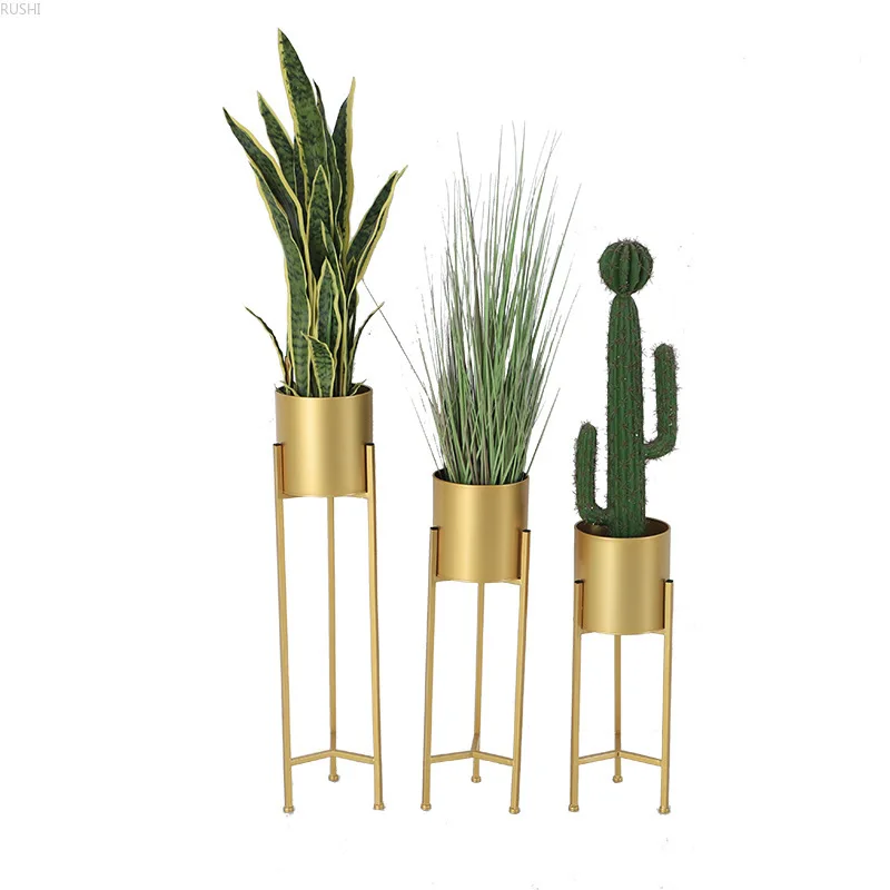 Nordic Indoor iron Gold Plant Pot Cafe Clothing Shop Display Flower Rack Shelf Green Home Decoration | Дом и сад