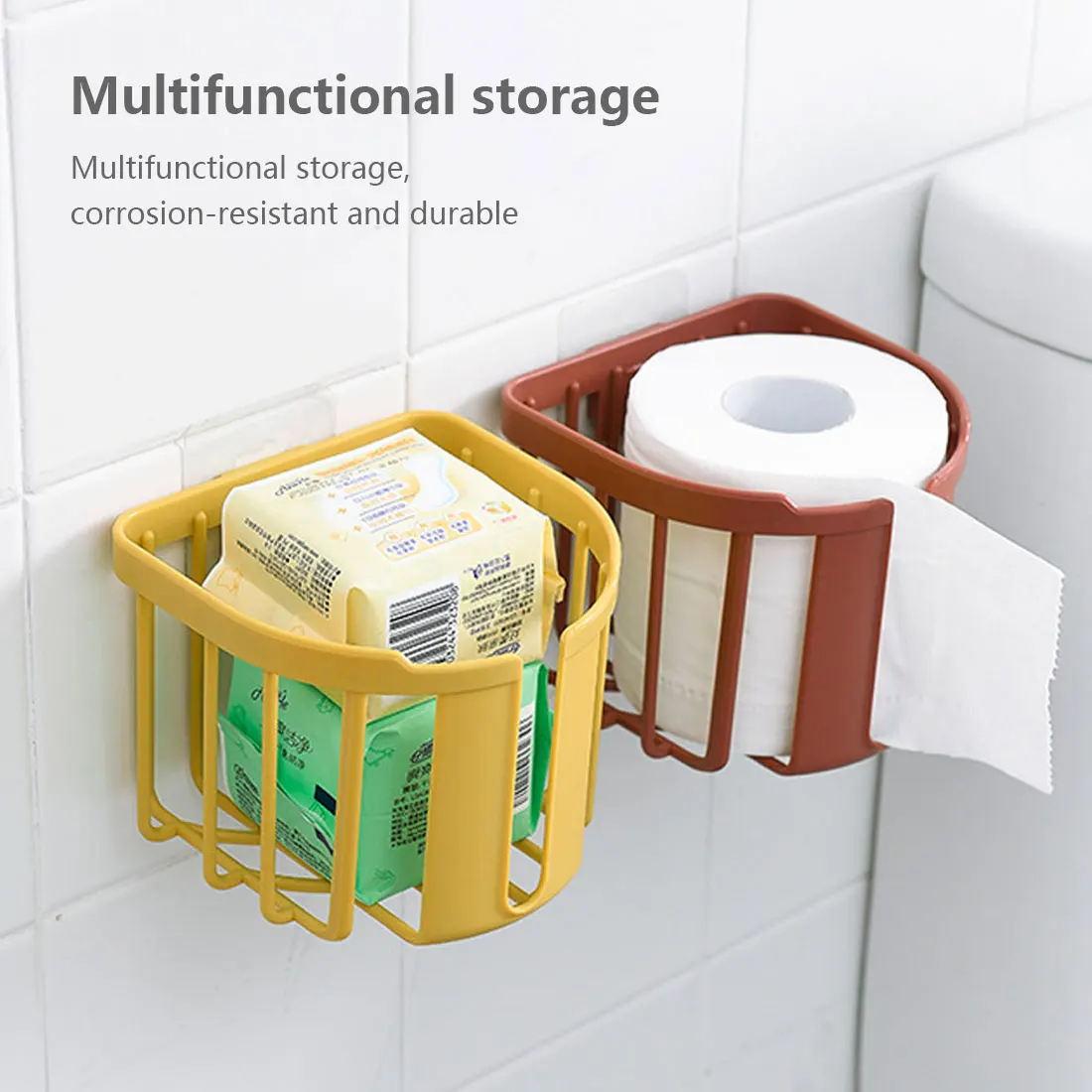 

Plastic Waterproof Wall Mount Toilet Paper Holder Shelf Toilet Paper Tray Roll Paper Tube Storage Box Creative Tissue Boxes