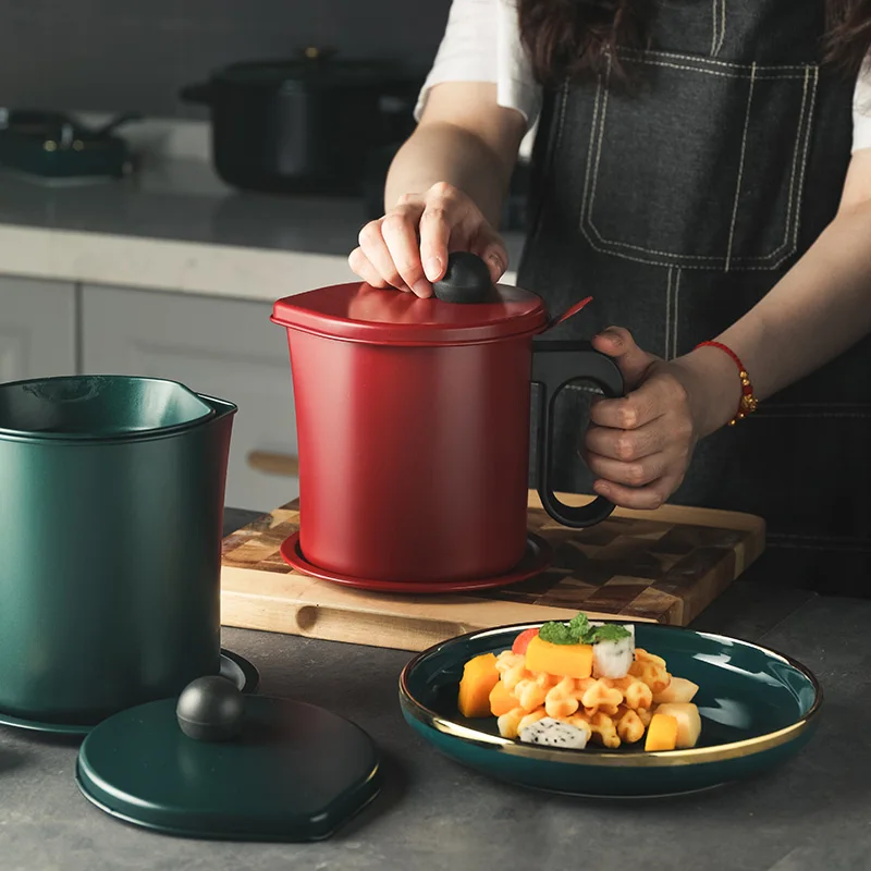 

Oil Strainer Pot,Cooking Oil Storage Grease Keeper,Grease Oil Strainer Container Pot with Filter for Deep Fryer Kitchen tool