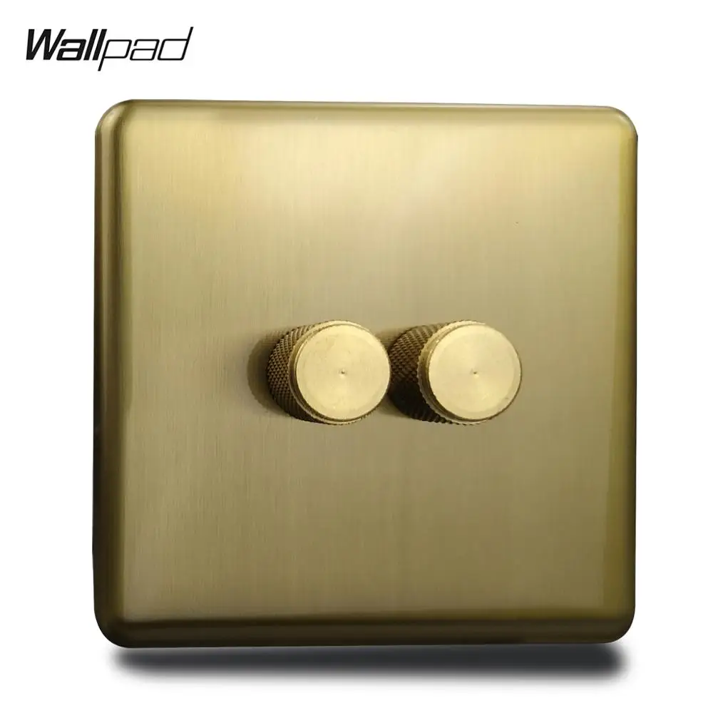 Double Dimmer Switch Wallpad 2 Gang Electrical LED Light Brightness Regulator Antique Brass EU Standard Dimmer with Claws