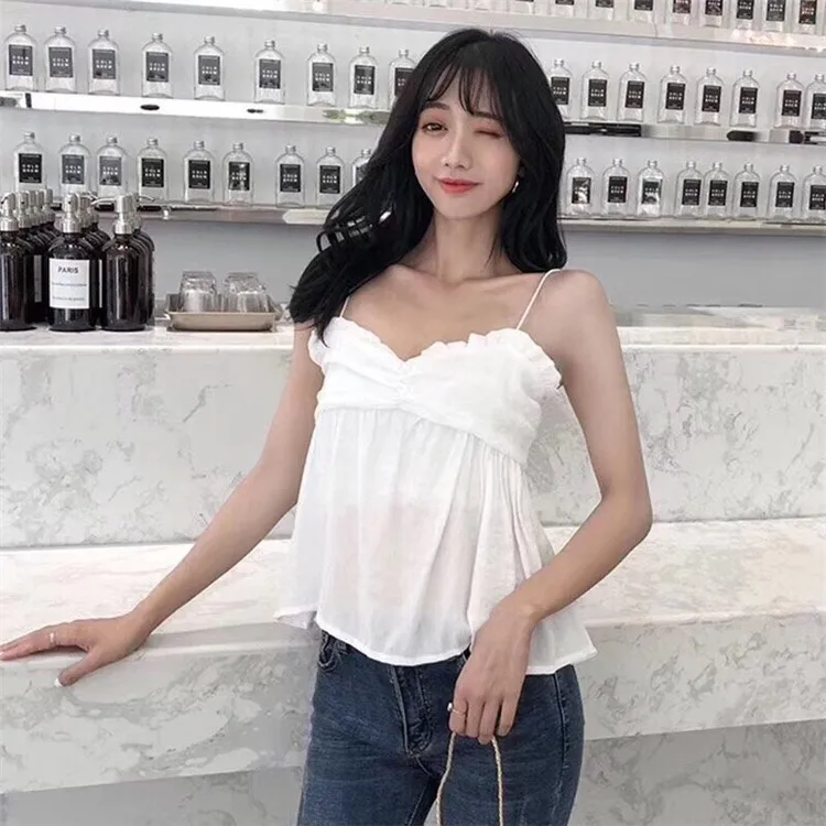 Новинка 2020 Модный женский сексуальный топ однотонный Летний жилет Женские