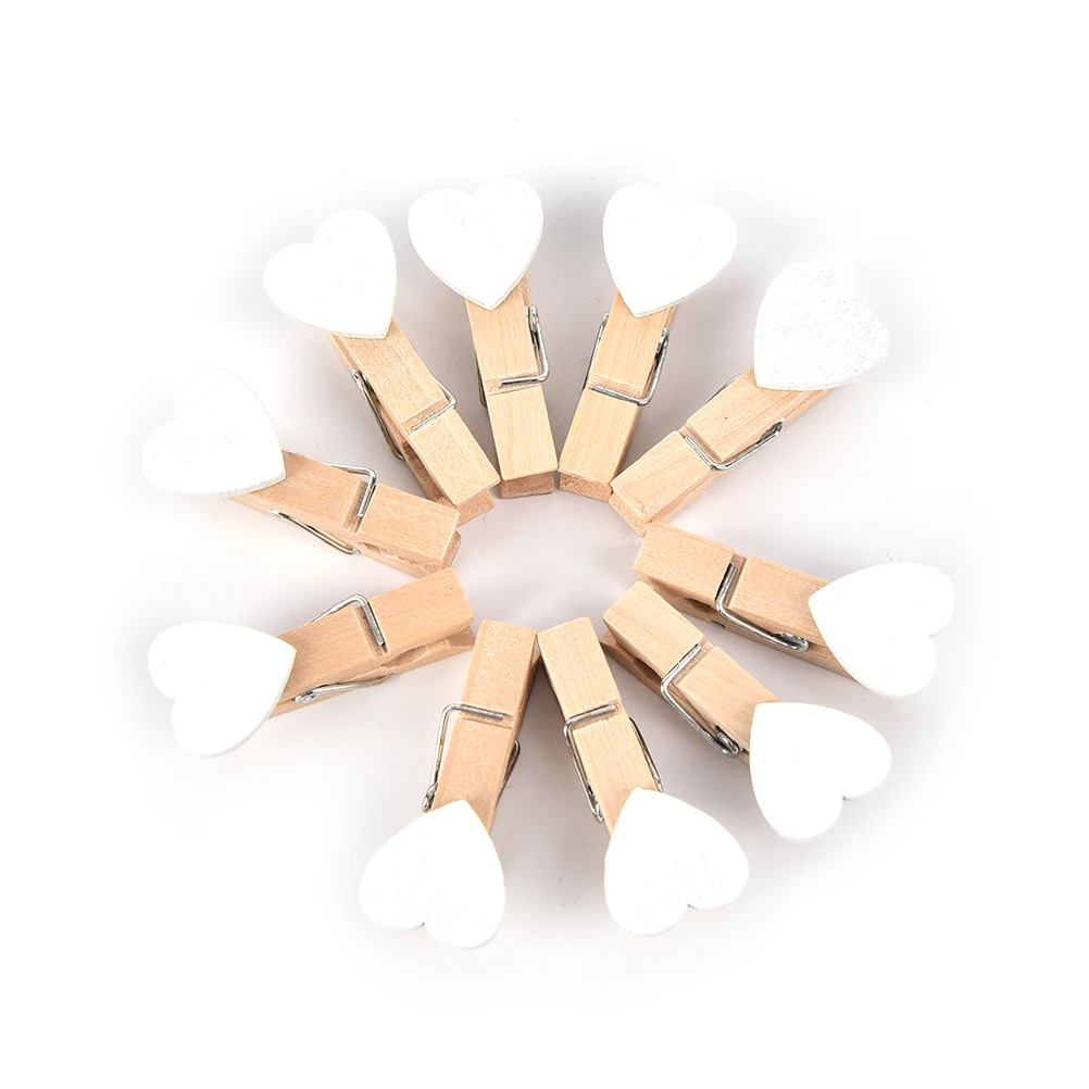 

10Pcs Mini Sweet Love Heart Shape Wooden Clips Message Photo Holder Paper Wholesale Low Price Drop Shipping