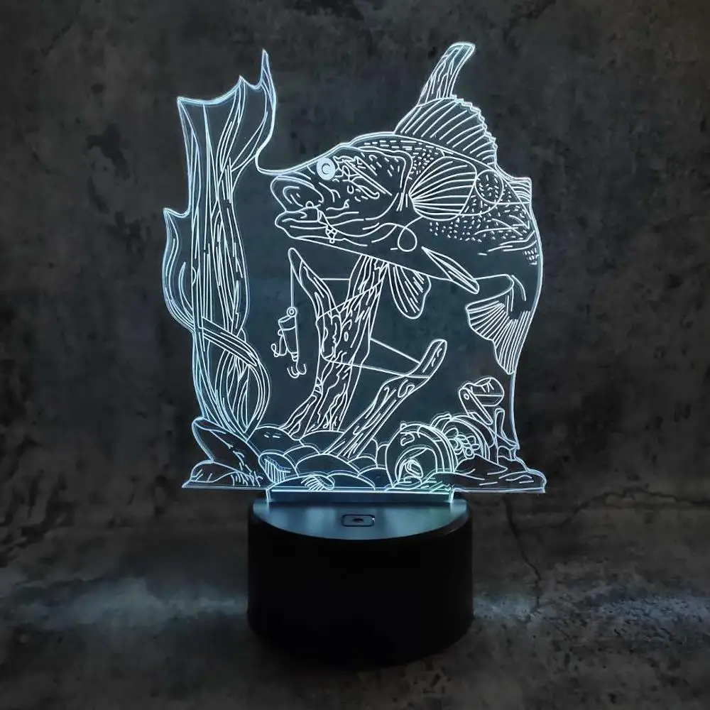 

Underwater Fish 3D Lamp USB Charge Remote 7 Color Change Lava Night Light Kid Sleeping Lighting Home Bedroom Decor Xmas Gift